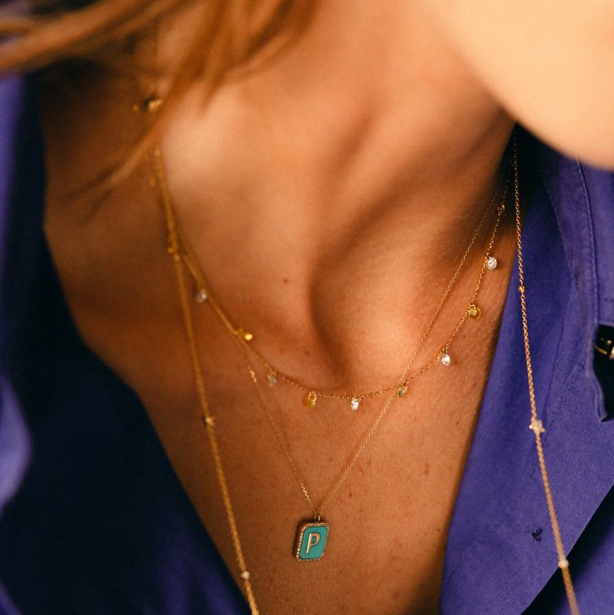 Collier Rivière LA BRUNE ET LA BLONDE "Confetti" en or jaune, saphirs jaunes et diamants - Image 2