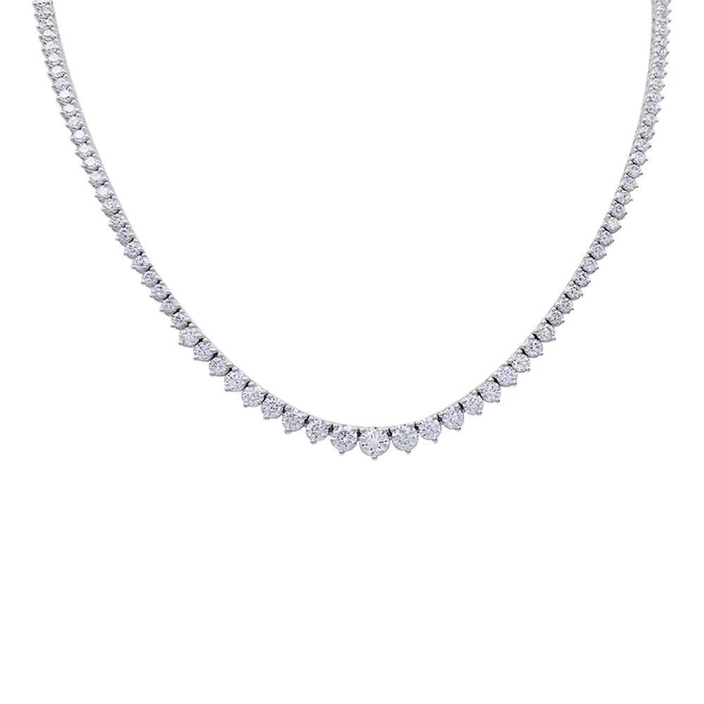 Collier rivière or blanc, diamants - Image 2