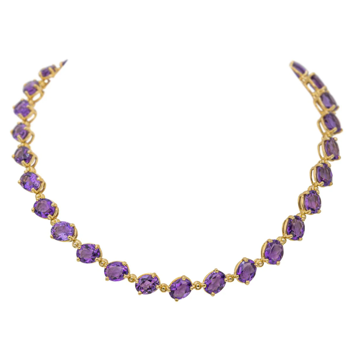 Collier Rivière en or jaune et améthystes