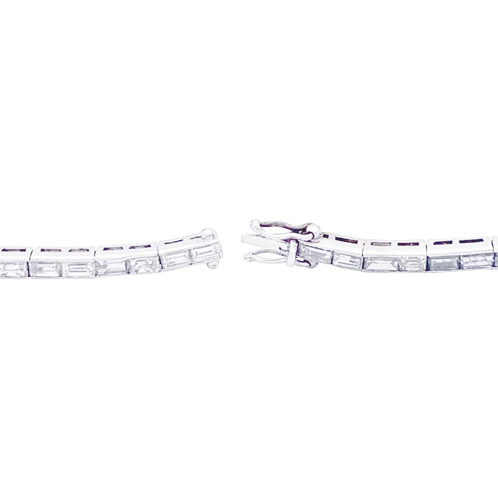 Collier rivière platine, diamants baguettes. - Image 3