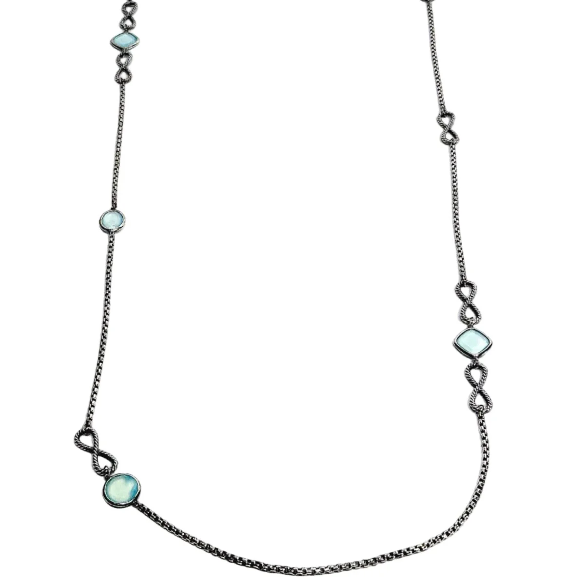 Collier Sautoir DAVID YURMAN en argent et calcédoines