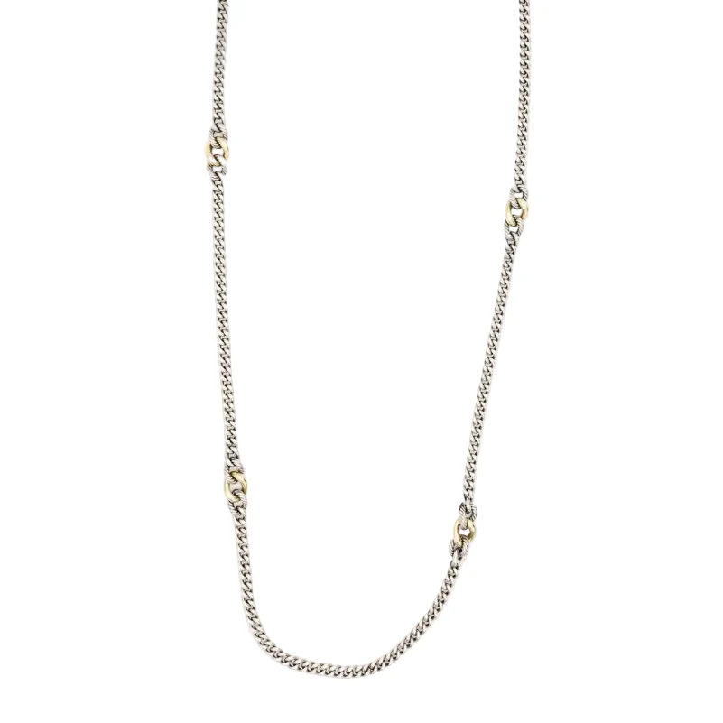 Collier Sautoir DAVID YURMAN "Gradient Curb Chain" en argent et or jaune