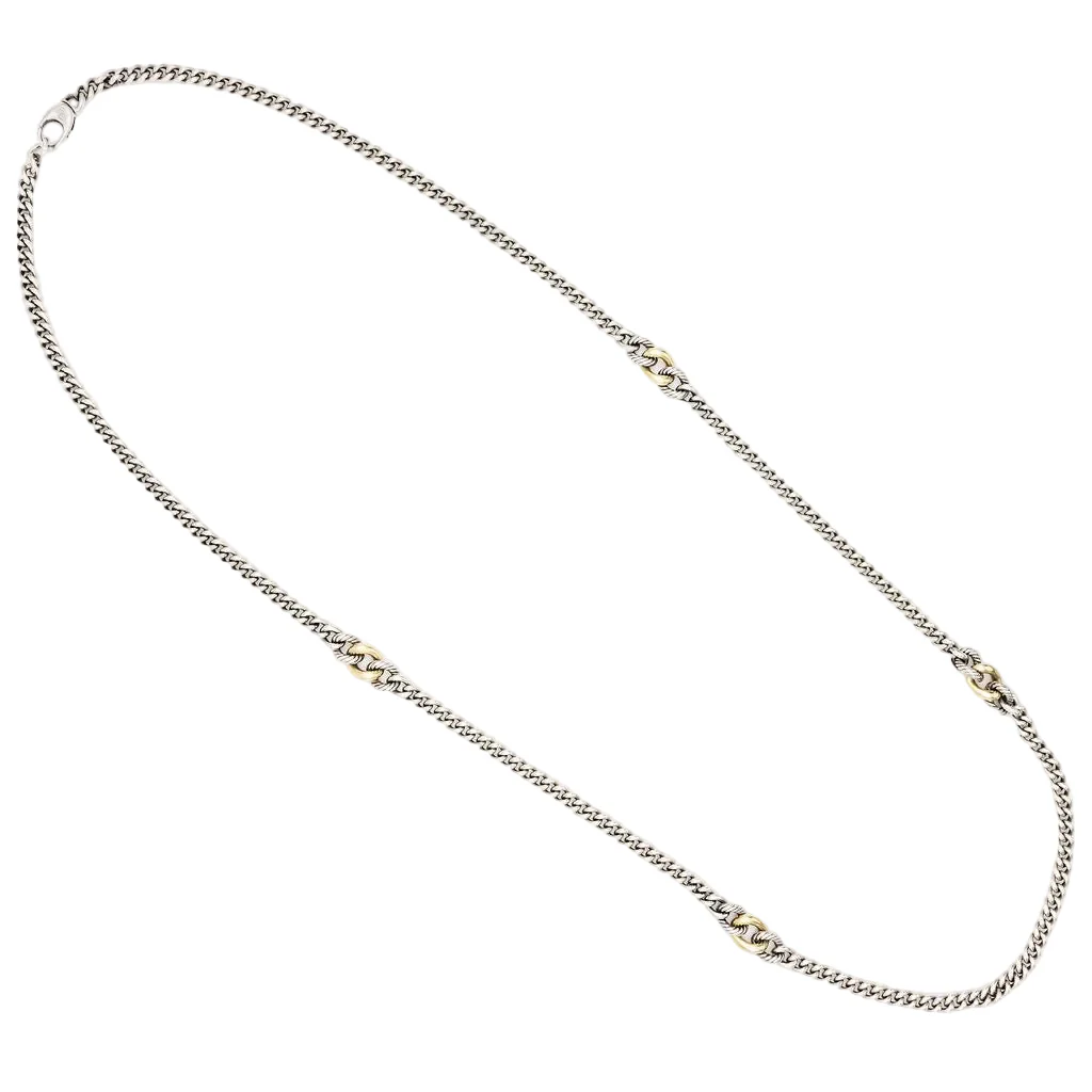 Collier Sautoir DAVID YURMAN "Gradient Curb Chain" en argent et or jaune - Image 3
