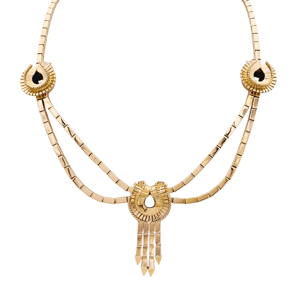 Collier-Sautoir draperie en or rose