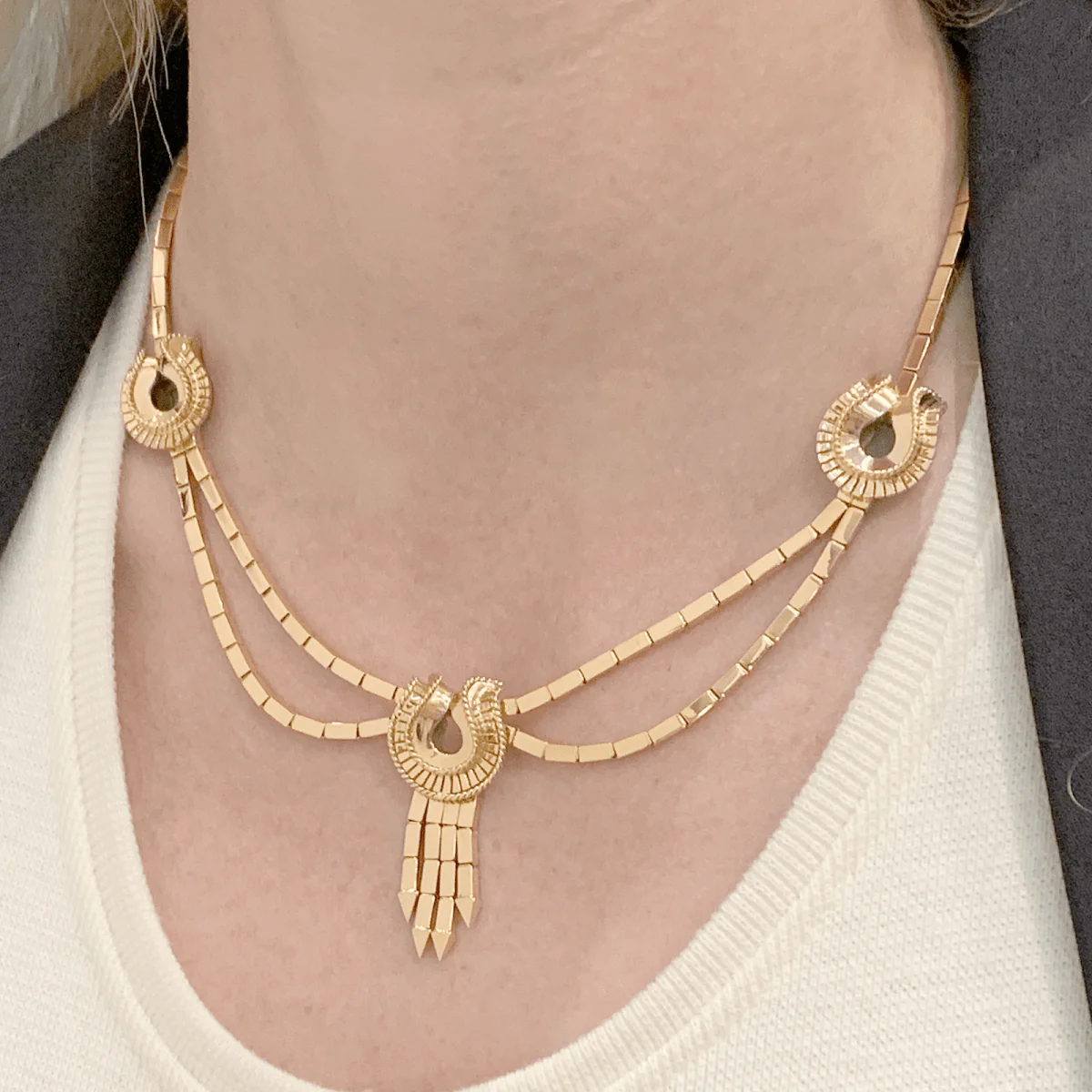 Collier-Sautoir draperie en or rose - Image 5