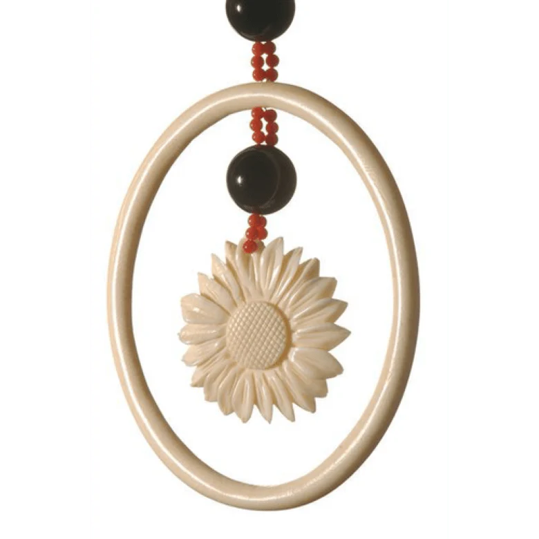 Collier Sautoir en ivoire, onyx et corail - Image 4