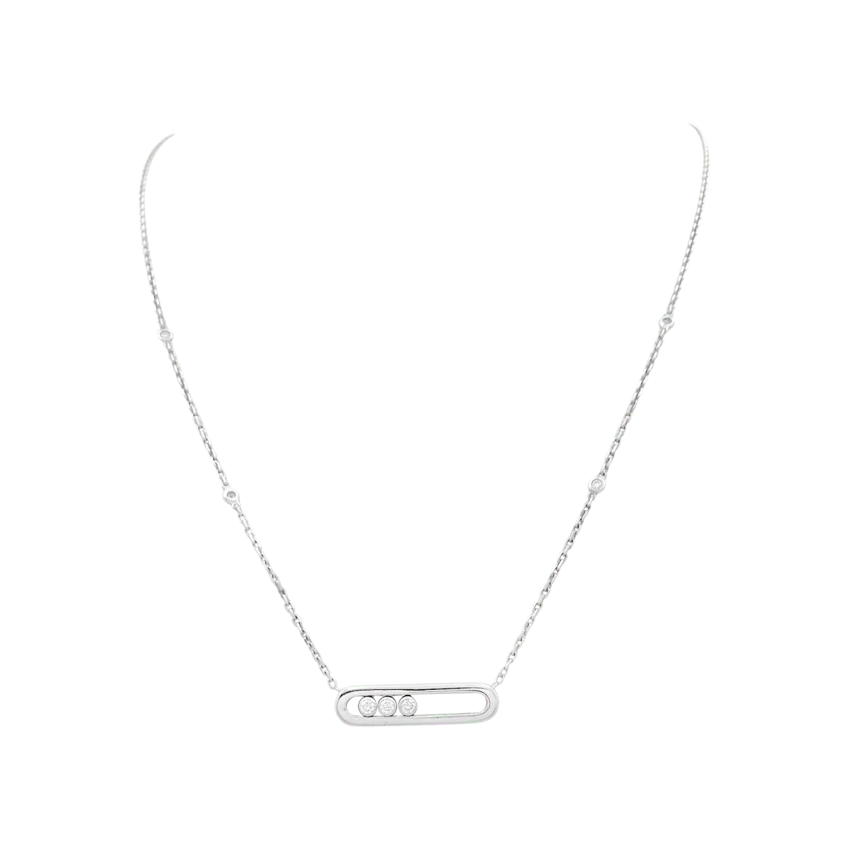 Collier-Sautoir MESSIKA, "Baby Move", or blanc et  diamants
