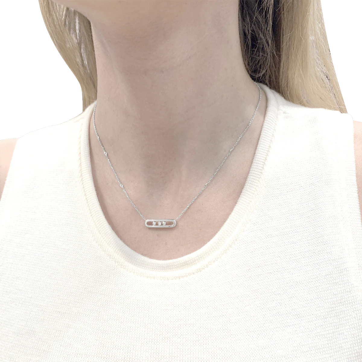 Collier-Sautoir MESSIKA, "Baby Move", or blanc et  diamants - Image 2