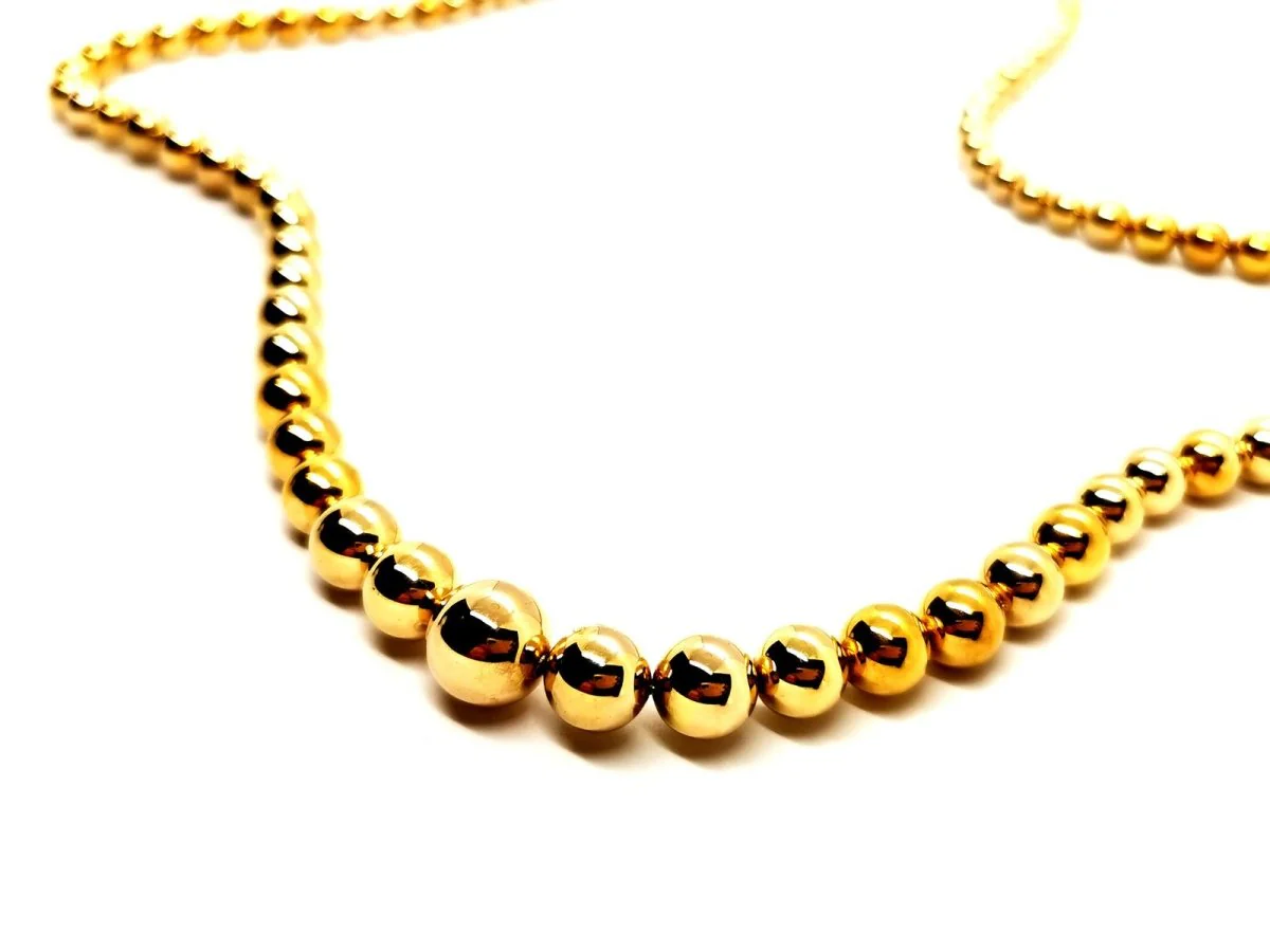 Collier Sautoir boules en or jaune - Image 3