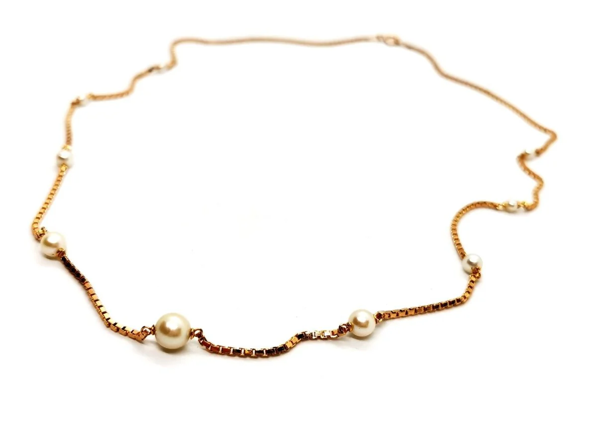 Collier Sautoir en or jaune et perles - Image 4