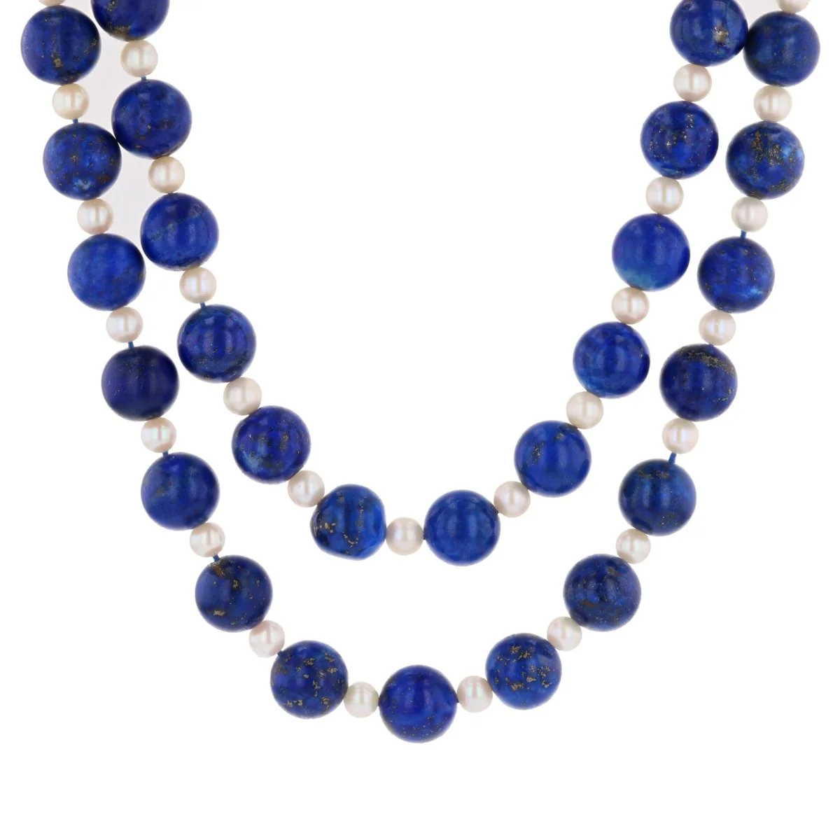 Collier Sautoir en lapis-lazuli et perles