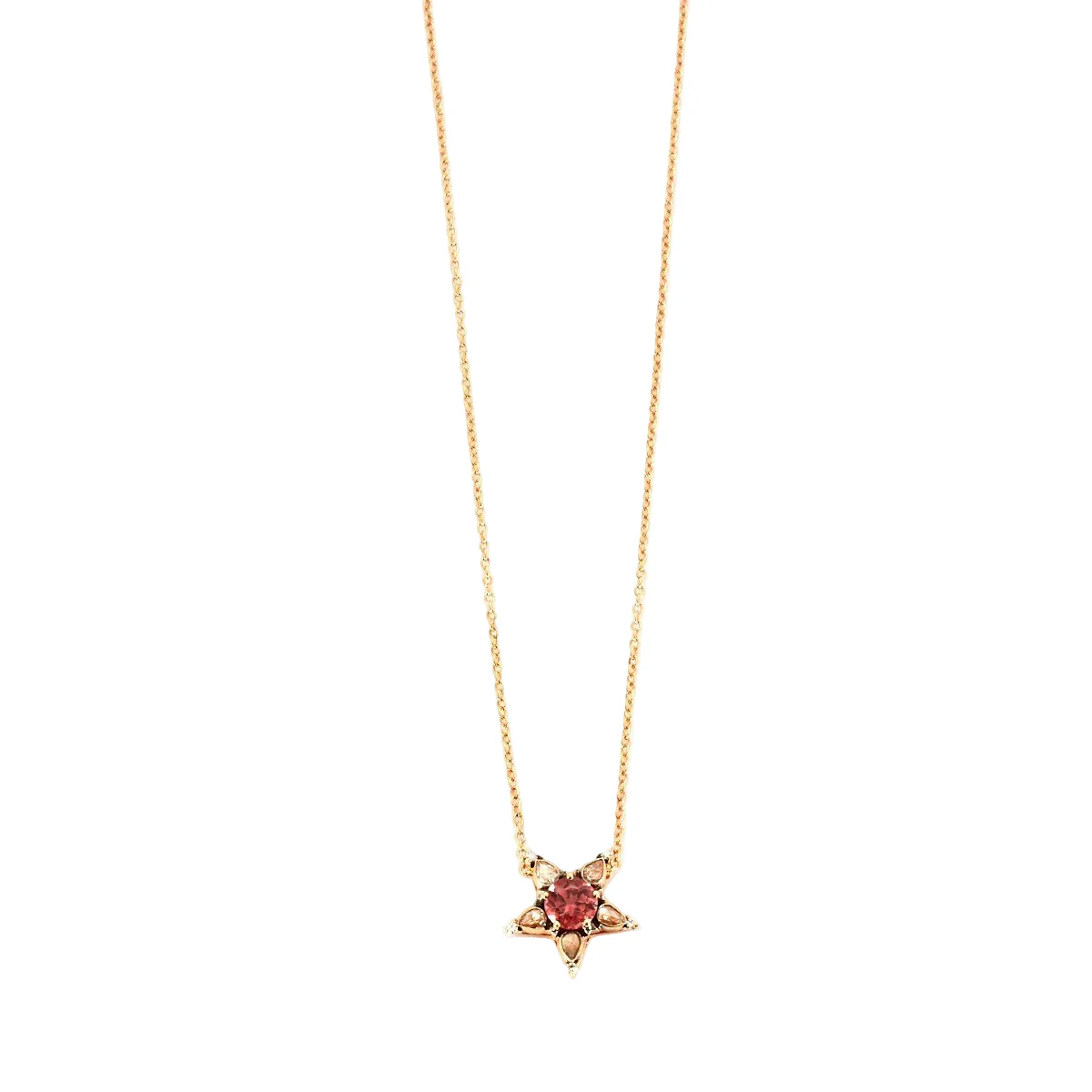 Collier Selim Mouzannar Chaîne en or rose, tourmaline, rubis et diamants
