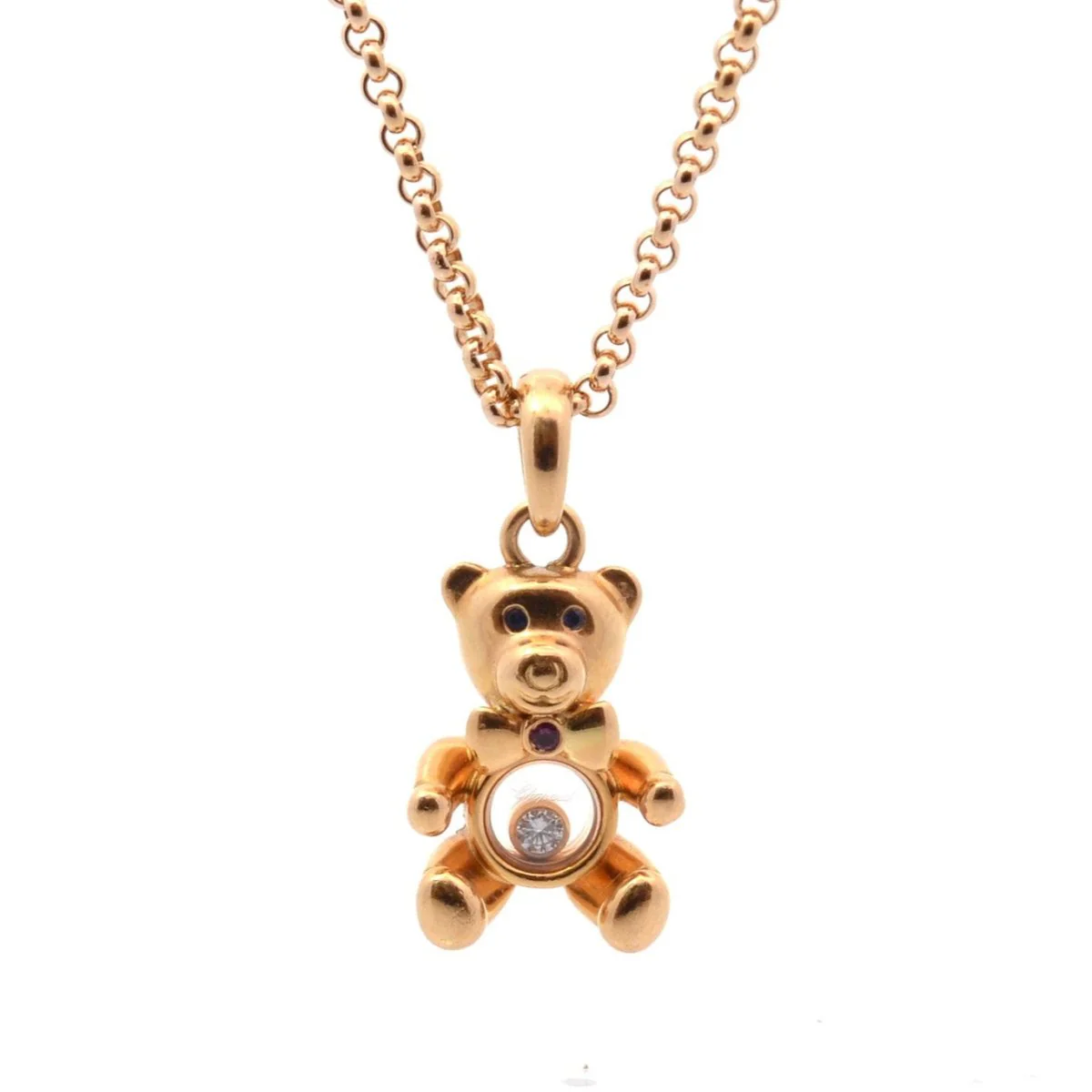 Collier CHOPARD "Happy Diamonds" en or jaune, rubis, saphirs et diamant