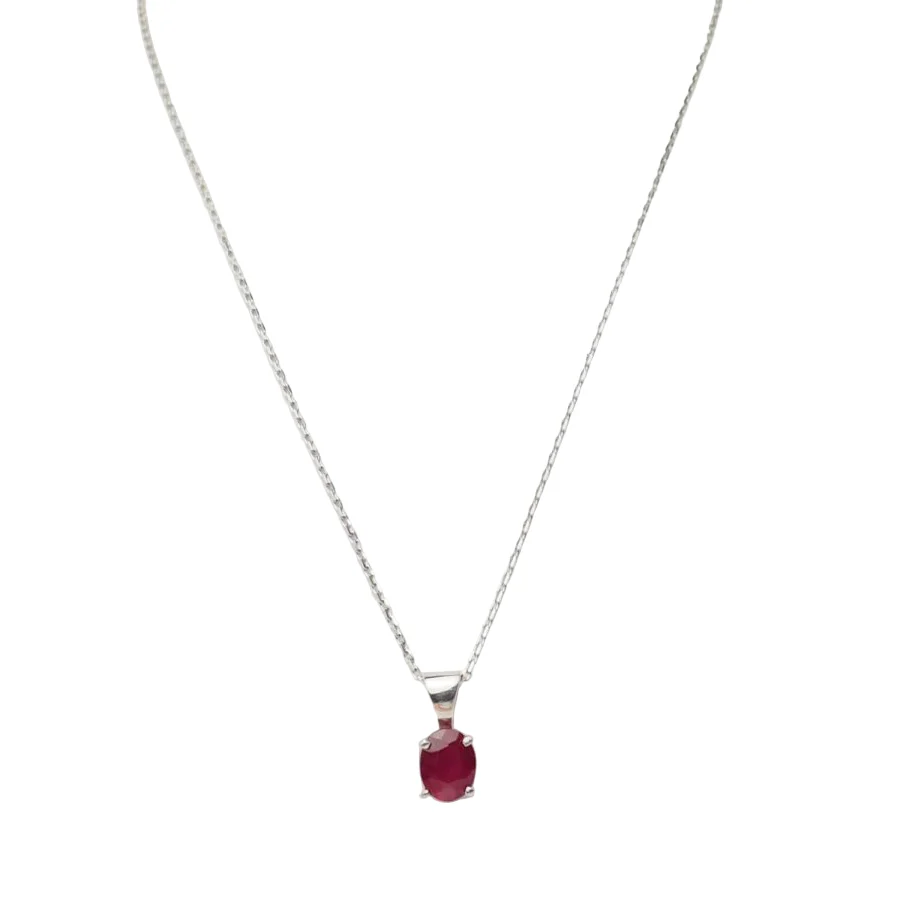 Collier solitaire en or blanc et rubis 2,12ct