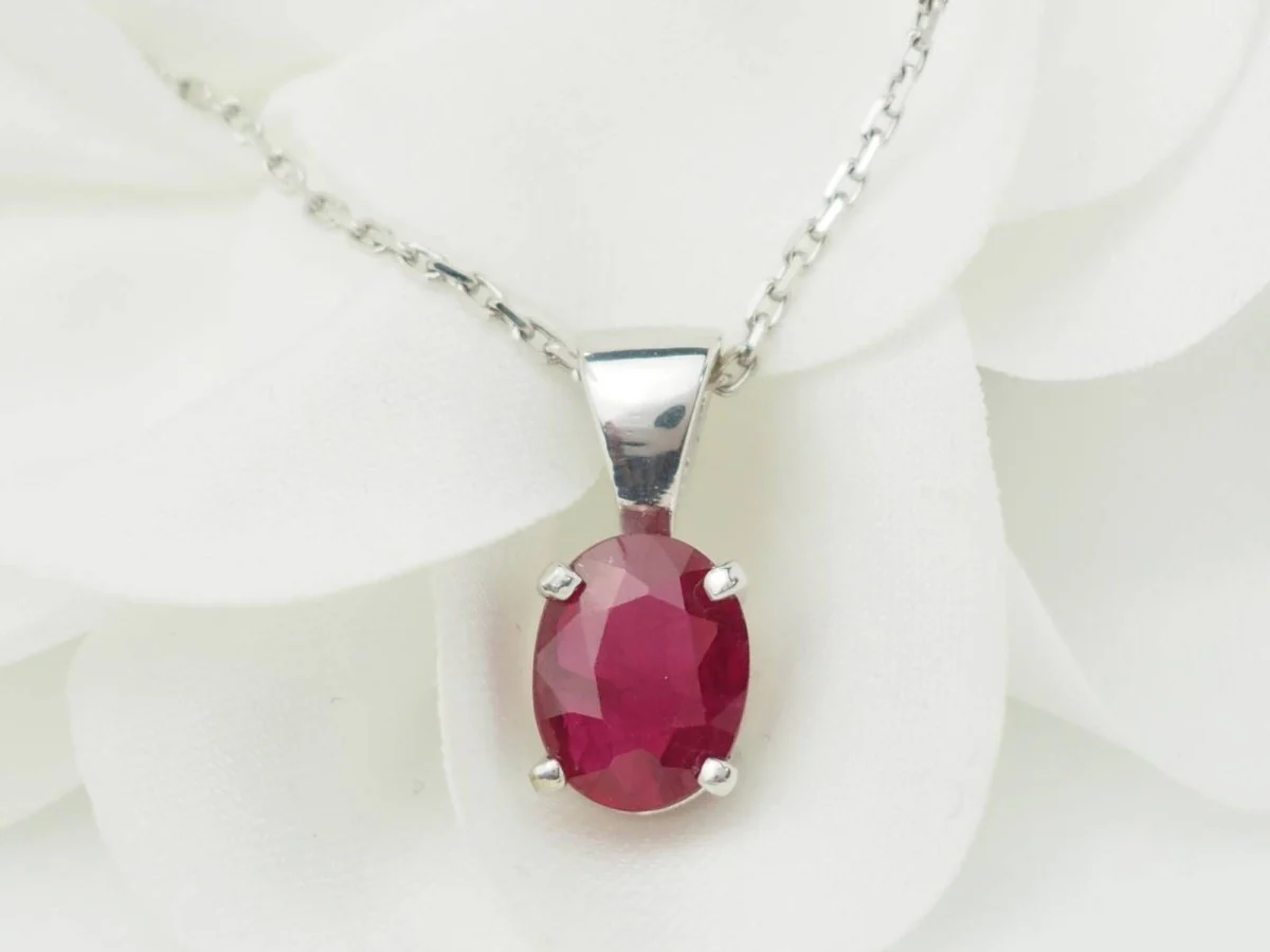 Collier solitaire en or blanc et rubis 2,12ct - Image 7
