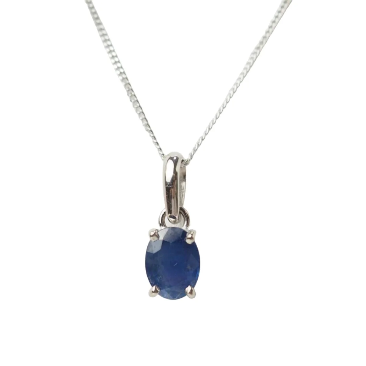 Collier Pendentif en or blanc et saphir - Image 2
