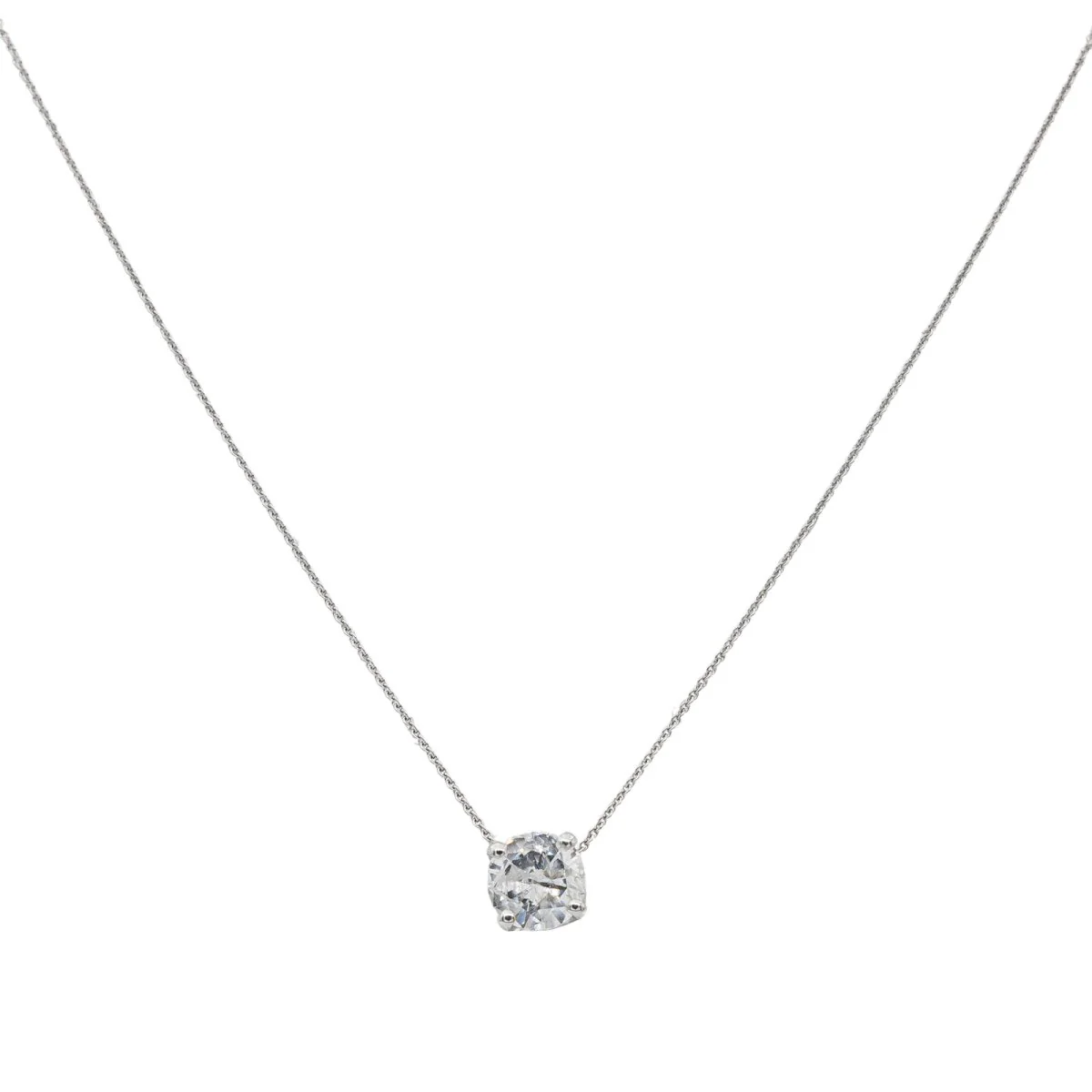 Collier Solitaire en or blanc et diamant - Image 3