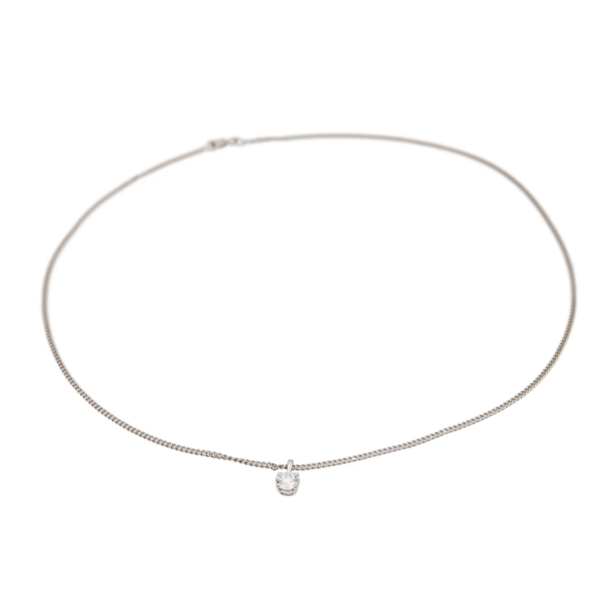Collier Solitaire Or Blanc Diamant - Image 4