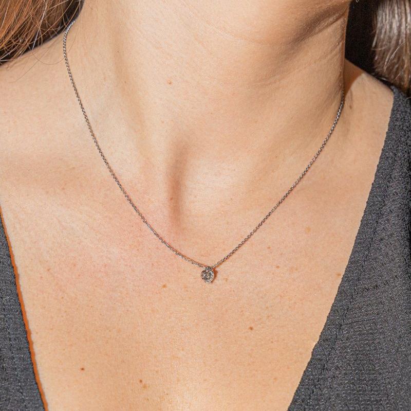 Collier Solitaire en or blanc et diamant - Image 2