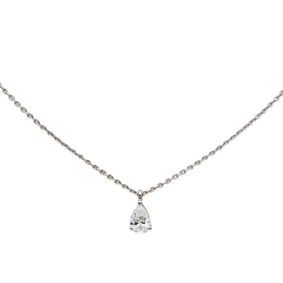 Collier Solitaire en or blanc et diamant - Image 3