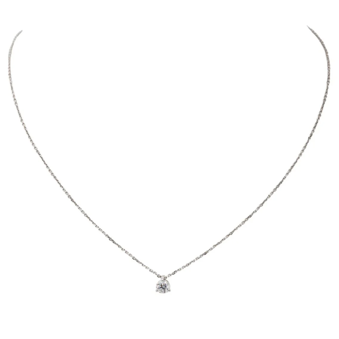 Collier Solitaire en or blanc et diamant - Image 3