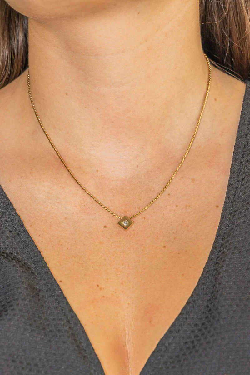Collier Solitaire Or jaune Diamant - Image 2