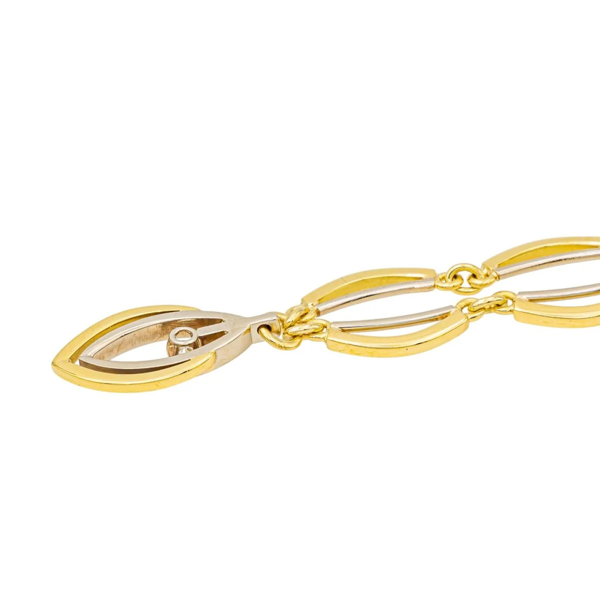 Collier Solitaire en or jaune, or blanc et diamant - Image 7