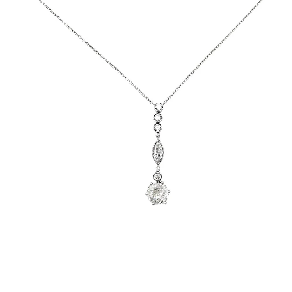 Collier style Art Déco en or blanc platine et diamants - Image 4