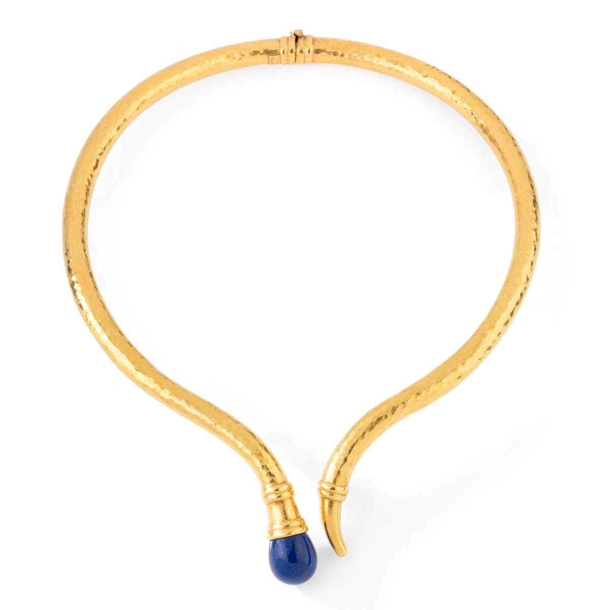 Collier Torque en or jaune et lapis lazuli