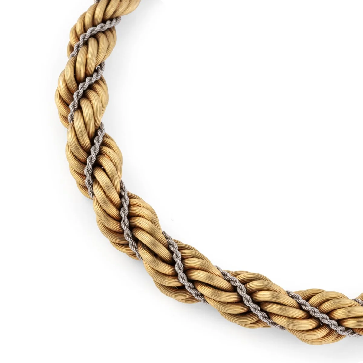 Collier Torsadé en or jaune et or blanc - Image 3