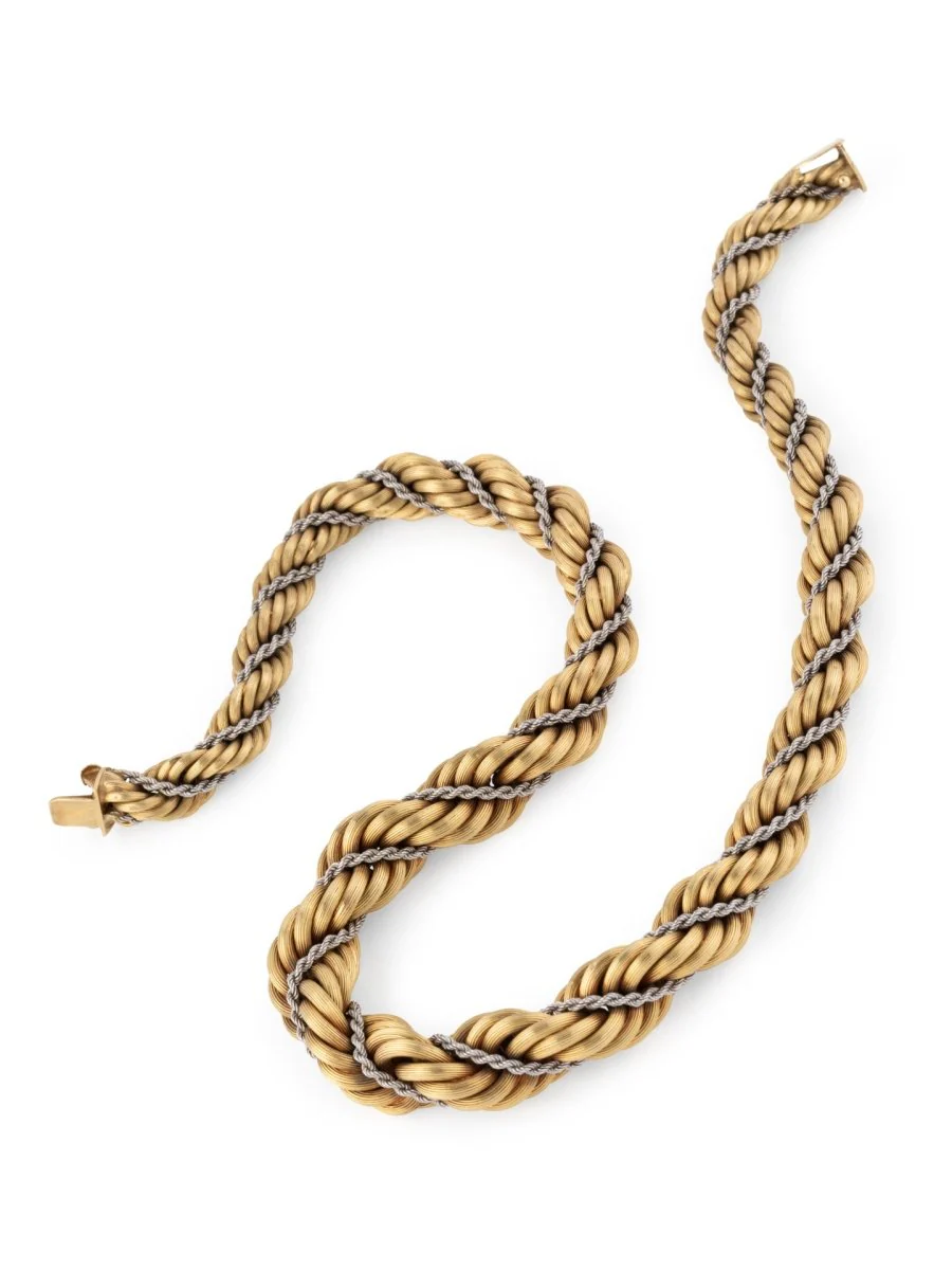 Collier Torsadé en or jaune et or blanc - Image 5