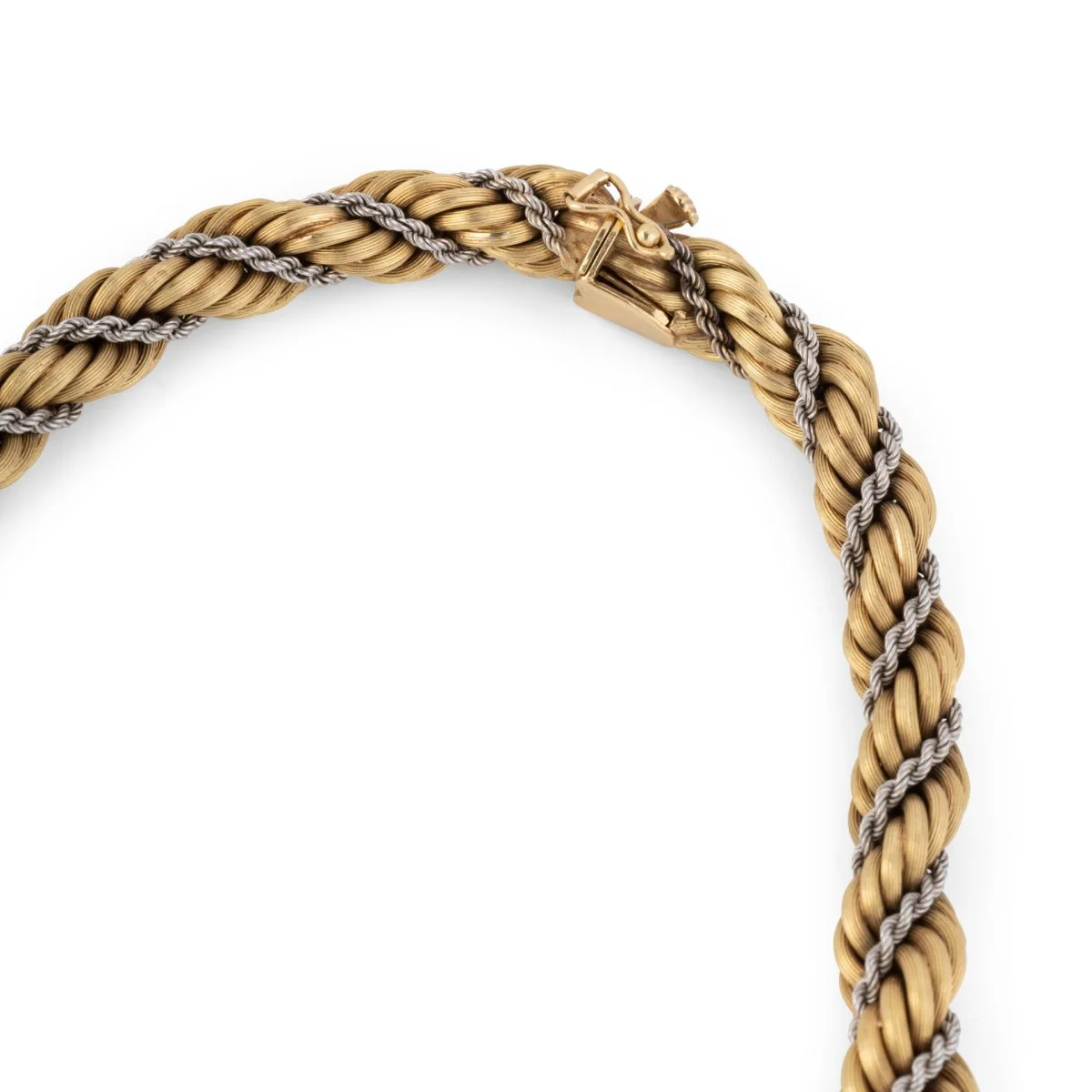 Collier Torsadé en or jaune et or blanc - Image 7