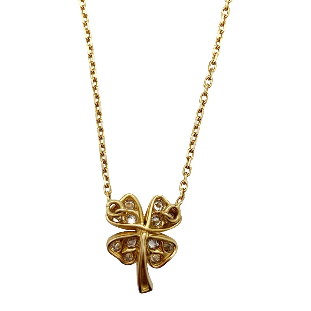 Collier trèfle en or jaune serti de brillants - Image 4