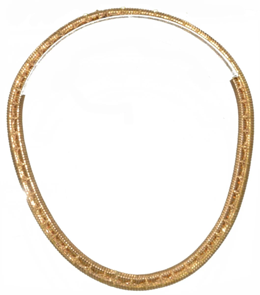 Collier Tubogas des années 1950 en or jaune orné de motifs sur toute la maille - Image 7