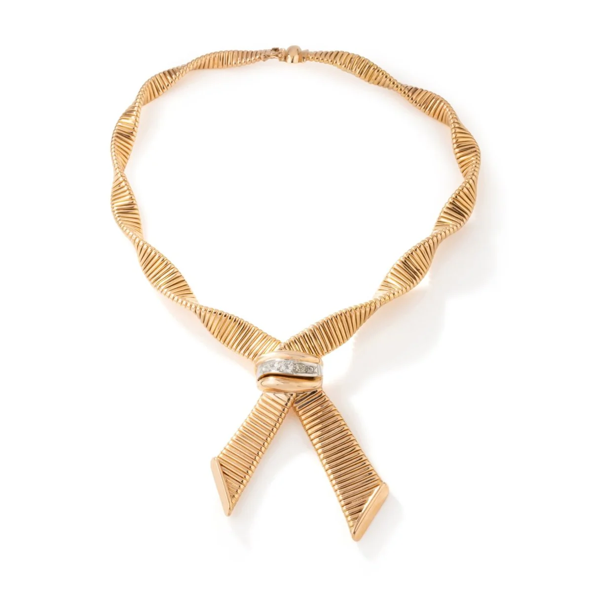 Collier Tubogas négligé en or jaune et diamants