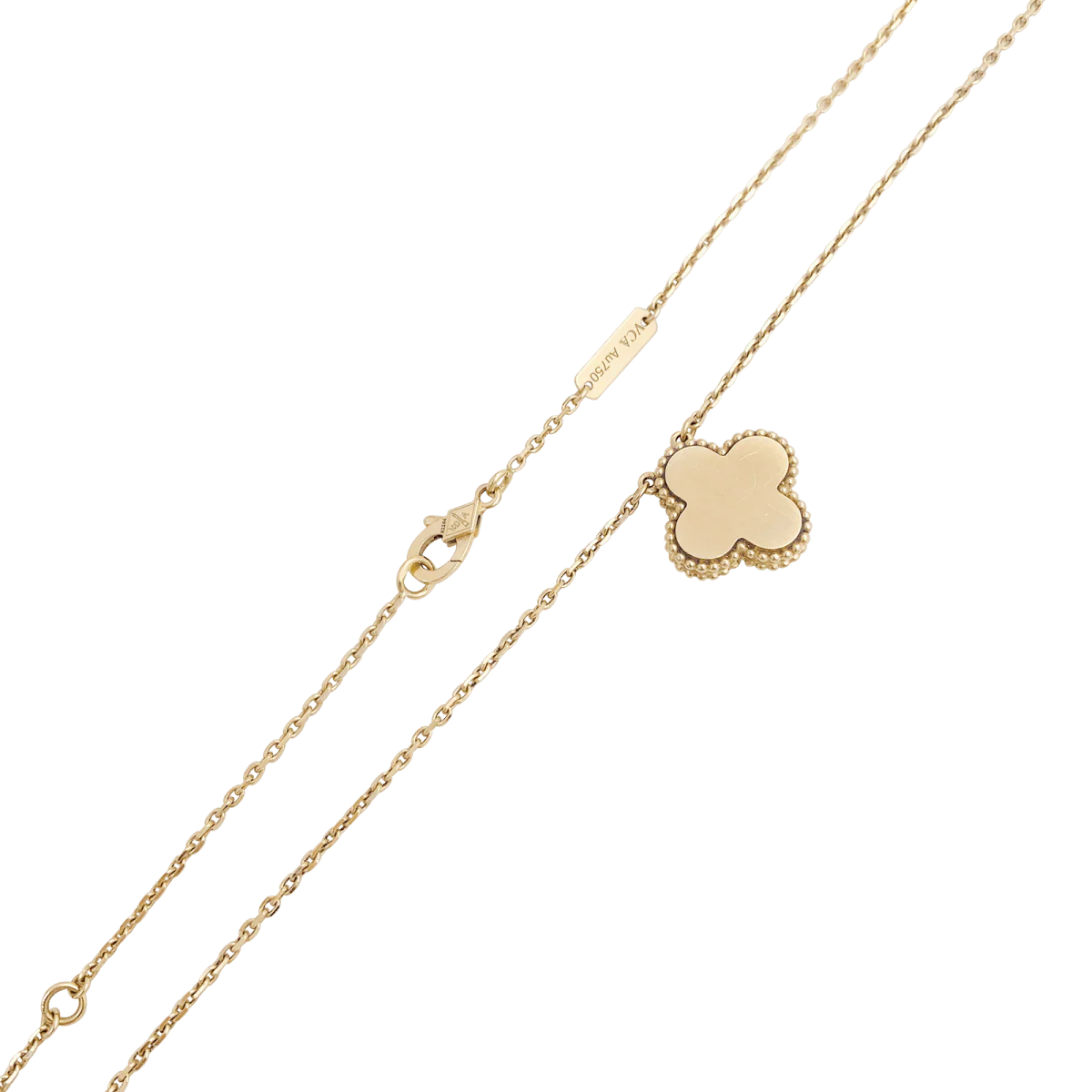 Collier Pendentif VAN CLEEF & ARPELS "Alhambra" en or jaune, porcelaine et diamant - Image 5