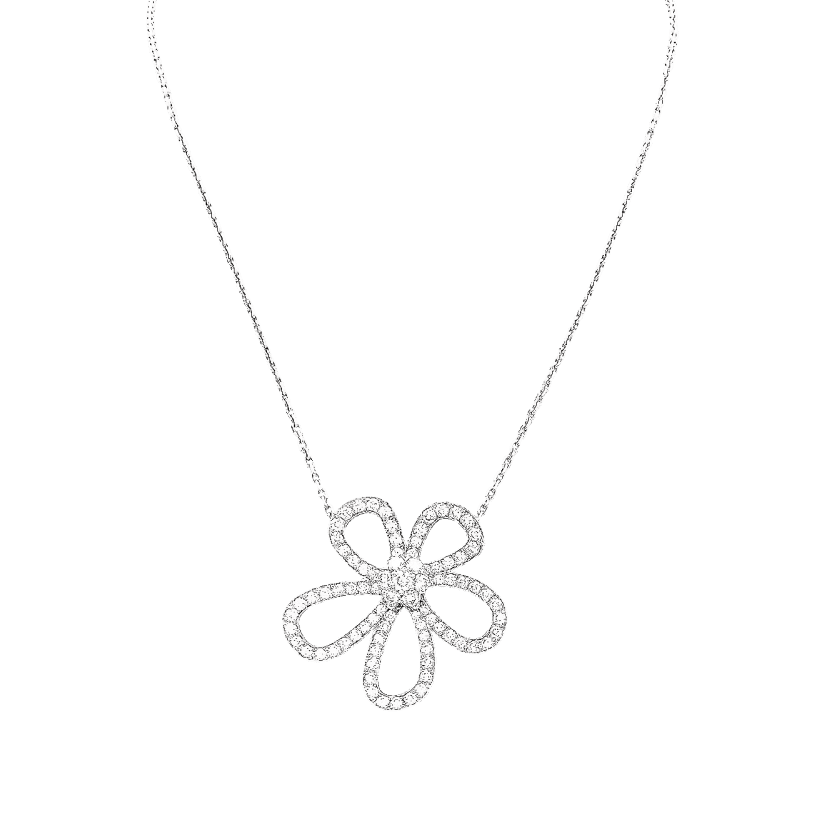 Collier Pendentif VAN CLEEF & APRLES "Flowerlace" en or blanc et diamants