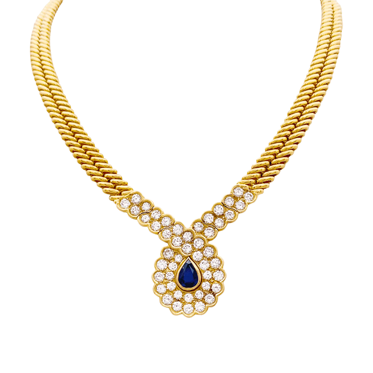 Collier Draperie VAN CLEEF & ARPELS en or jaune, saphir et diamants