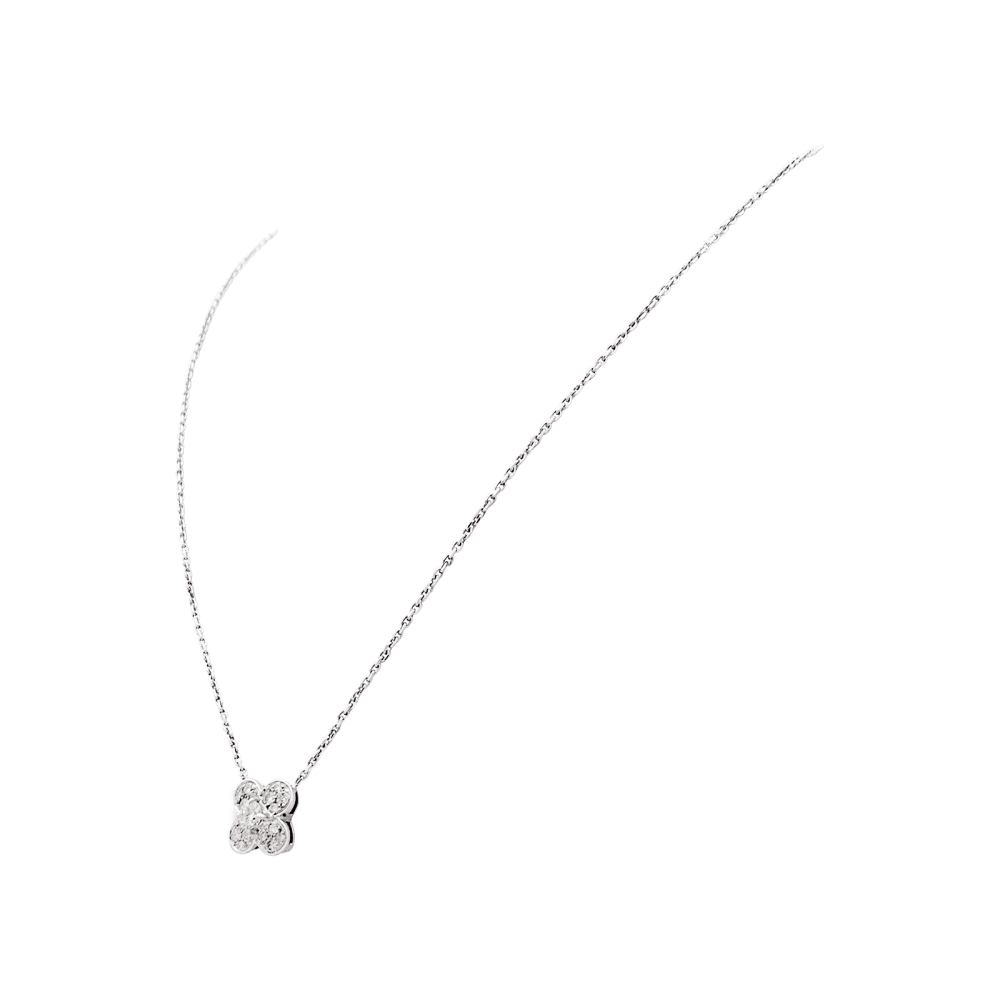 Collier Pendentif VAN CLEEF & ARPELS "Trèfle" en or blanc et diamants - Image 3