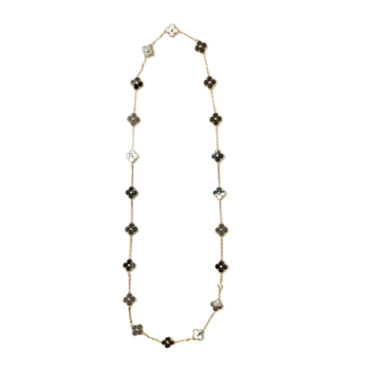 Collier Sautoir VAN CLEEF & ARPELS "Vintage Alhambra" en or jaune et hématite