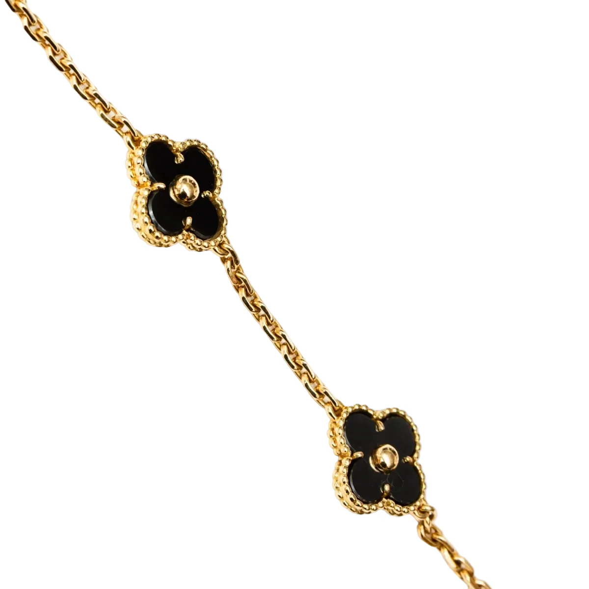 Collier Sautoir VAN CLEEF & ARPELS "Vintage Alhambra" en or jaune et hématite - Image 3