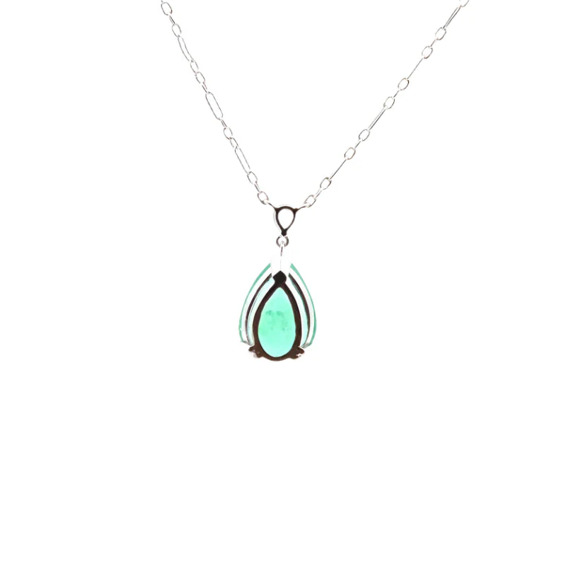 Collier en platine, émeraude et diamant - Image 3