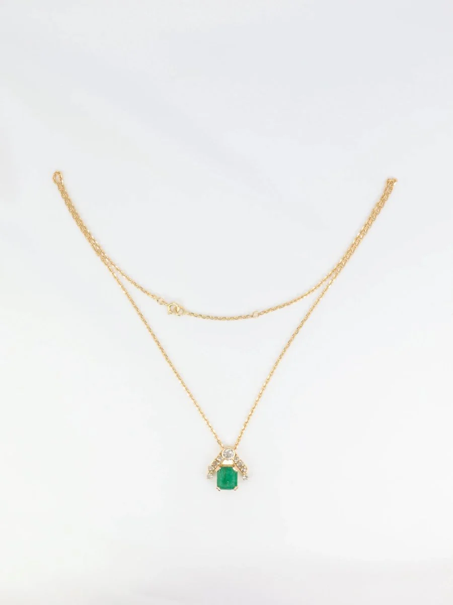 Collier vintage en or, émeraude et diamants - Image 2