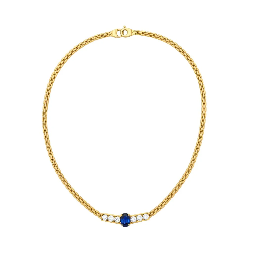 Collier Maille en or jaune, saphir et diamants