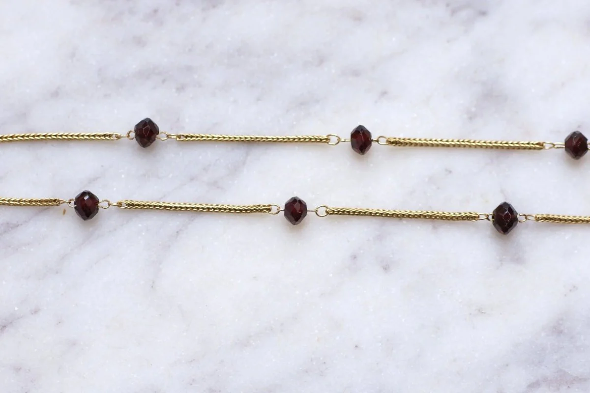Collier vintage or et perles de grenat - Image 3