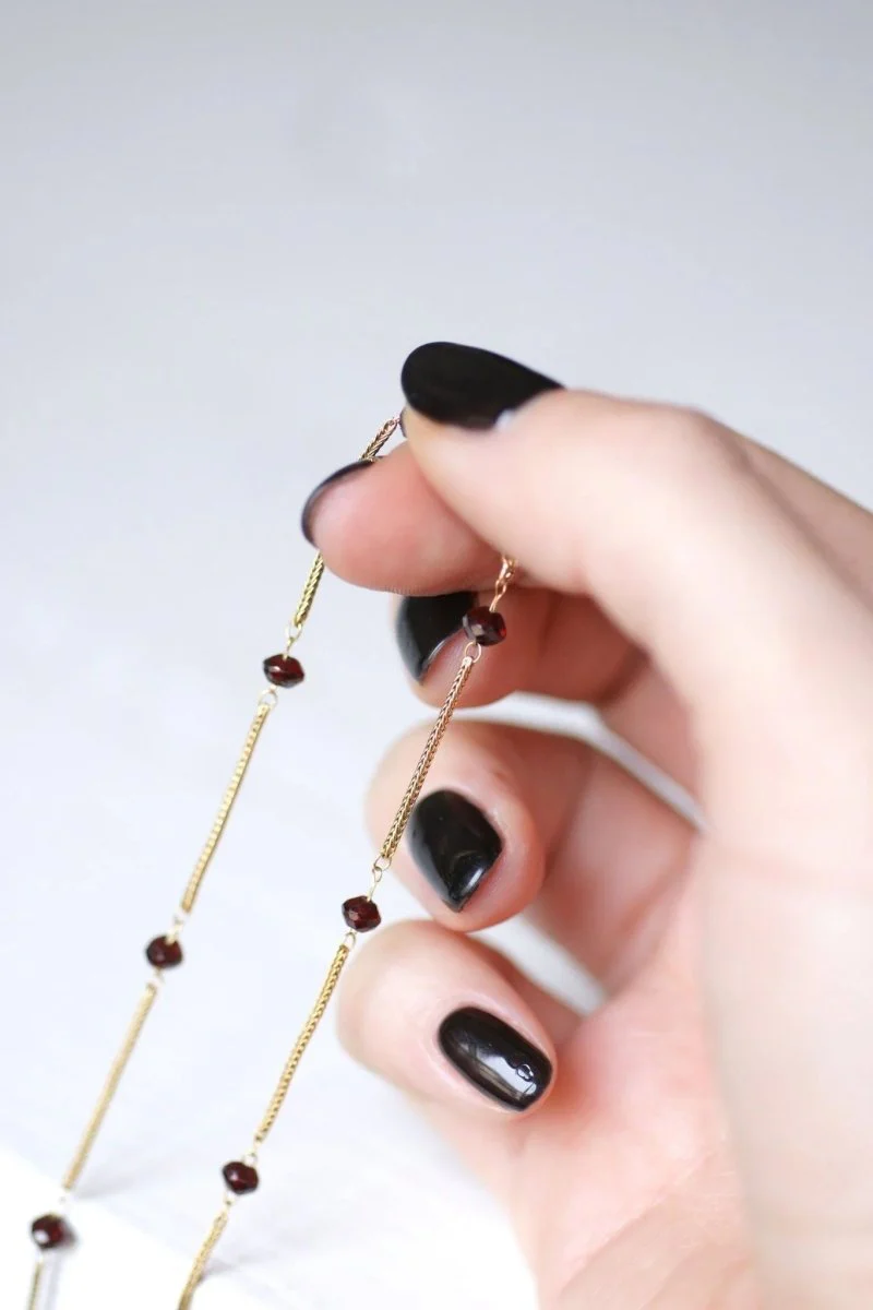 Collier vintage or et perles de grenat - Image 4