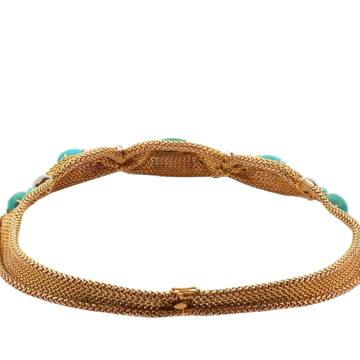 Collier Maille en or jaune, platine, turquoises et diamants - Image 2