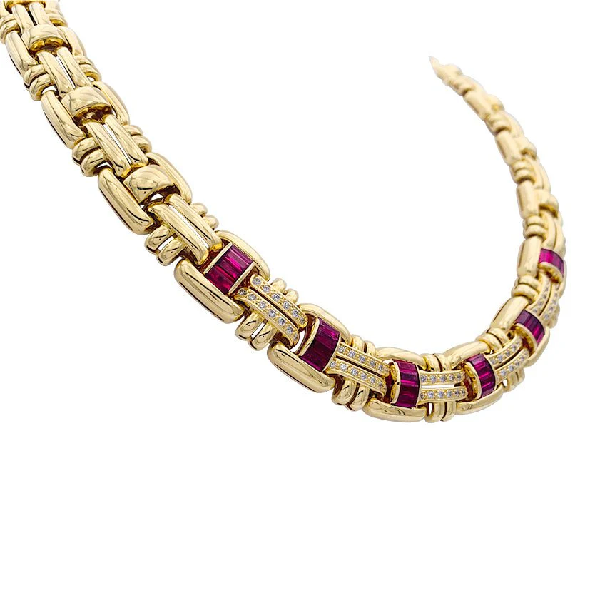 Collier Wempé en or jaune serti de rubis et de diamants - Image 2