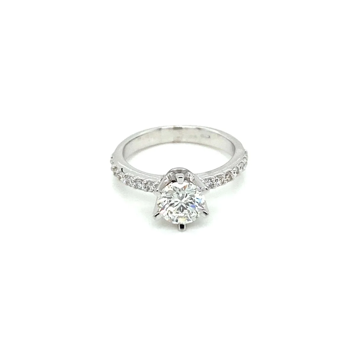 HRD Antwerp Certified 1 Carat Diamond Gold Engagement Ring (bague de fiançailles en or)