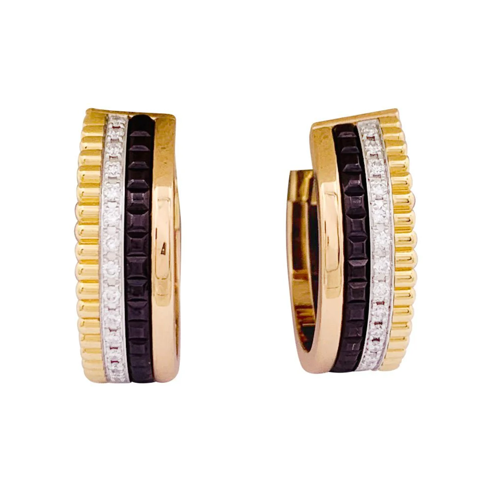 Créoles BOUCHERON “Quatre Classique”, trois ors, diamants et pvd marron